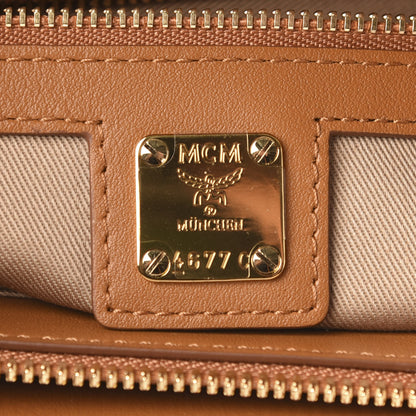 MCM Calfskin Ottomar Monogram Medium Klara Top Zip Tote Cognac 8 of 9