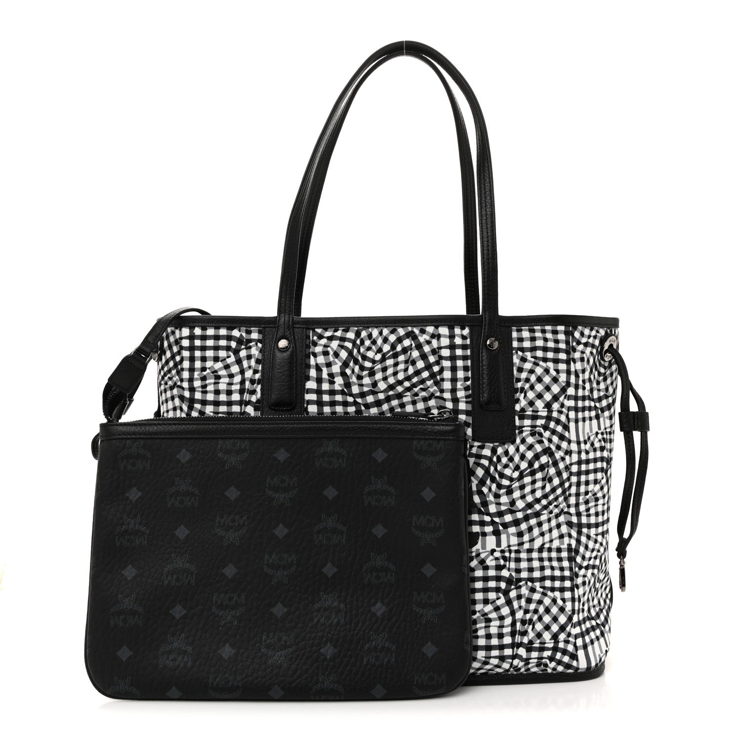 MCM Visetos Medium Liz Reversible Shopper Tote Black 1783641 