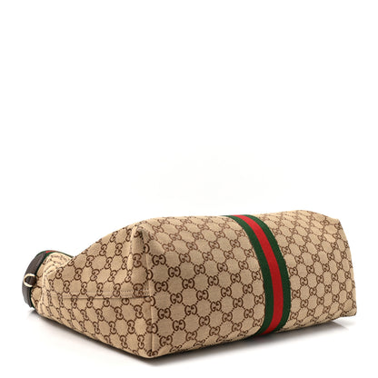 Gucci GG Monogram Web Large Giglio Tote Beige Brown 4 of 9