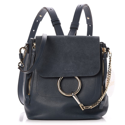 Chloe Suede Calfskin Small Faye Backpack Silver Blue 1 of 7