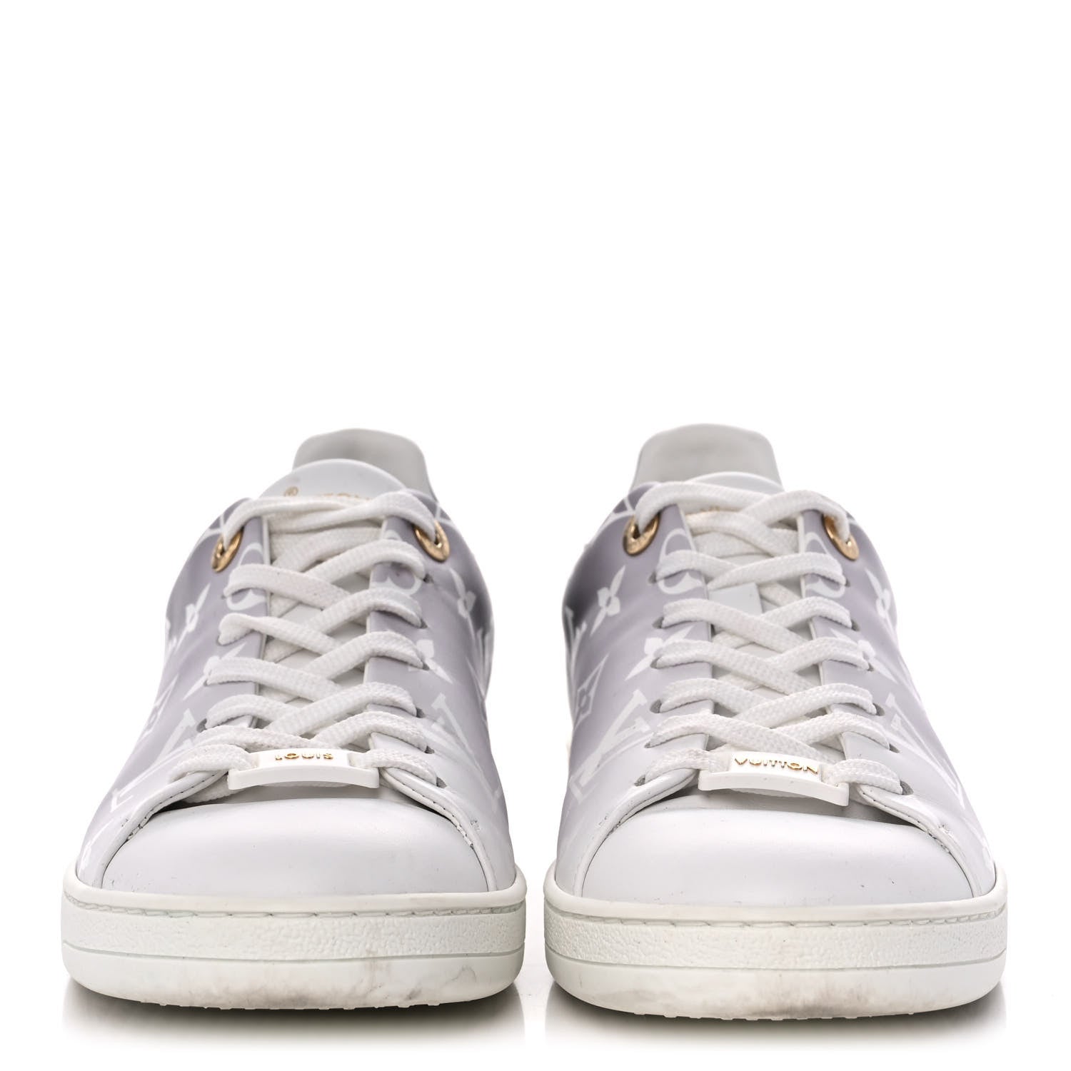 Louis Vuitton Calfskin Monogram Frontrow Sneakers 38.5 White Black 2 of 9