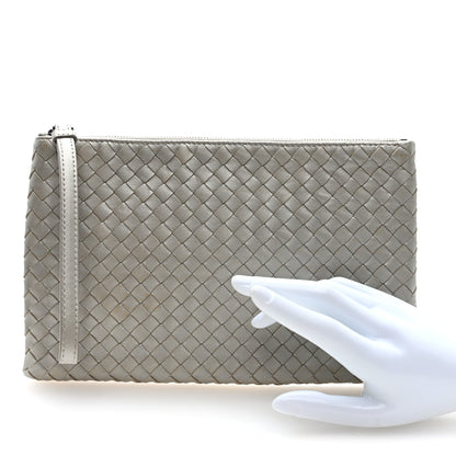 Bottega Veneta Metallic Nappa Intrecciato Zip Pouch Fume 2 of 6