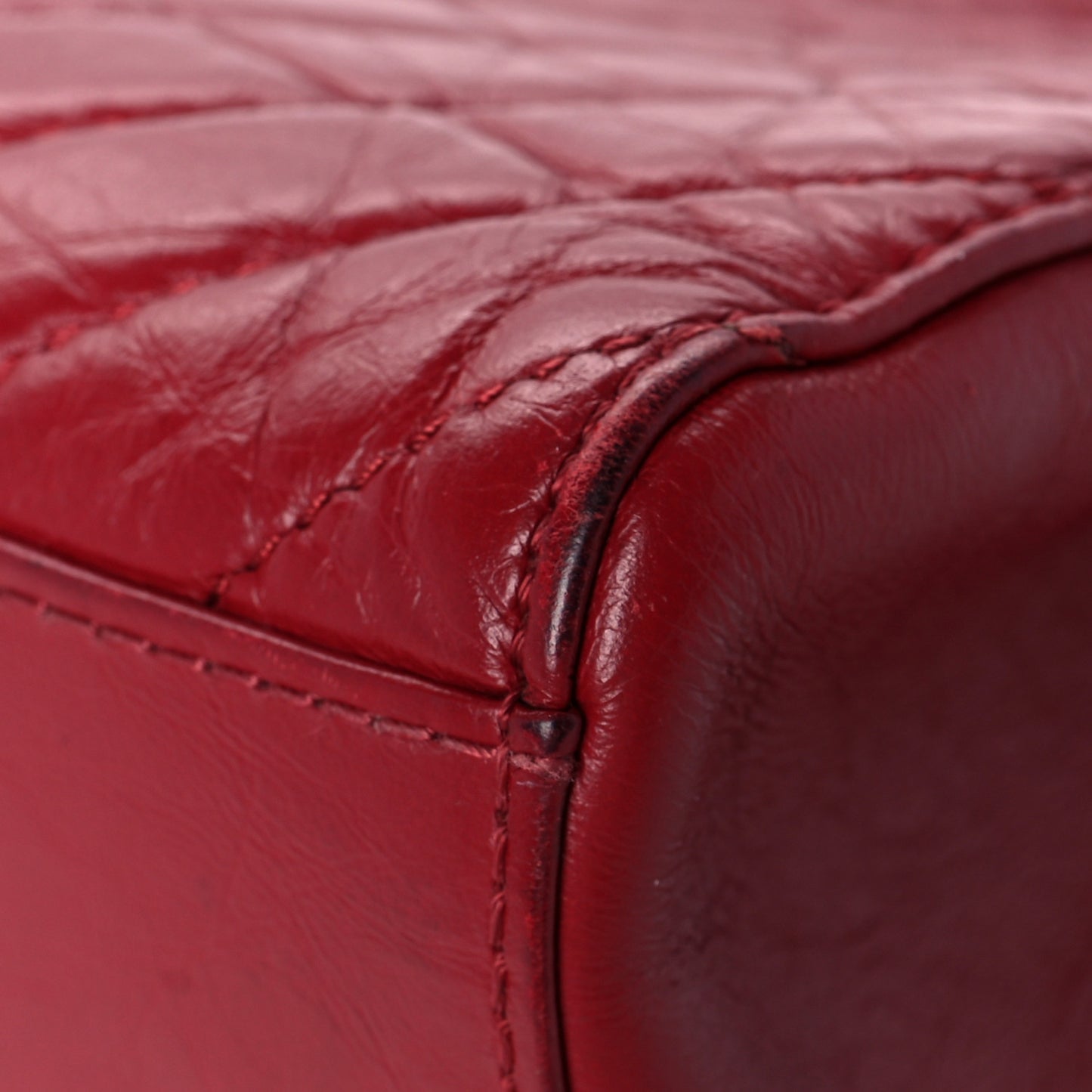 Aged Calfskin Chevron Quilted Backpack Red