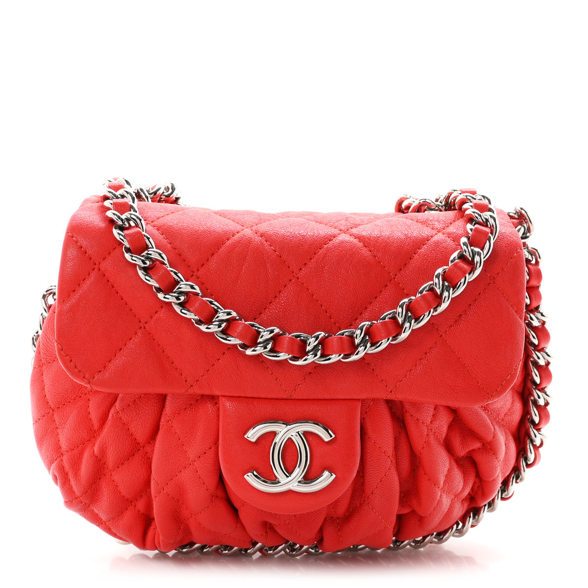 Washed Lambskin Mini Chain Around Messenger Coral