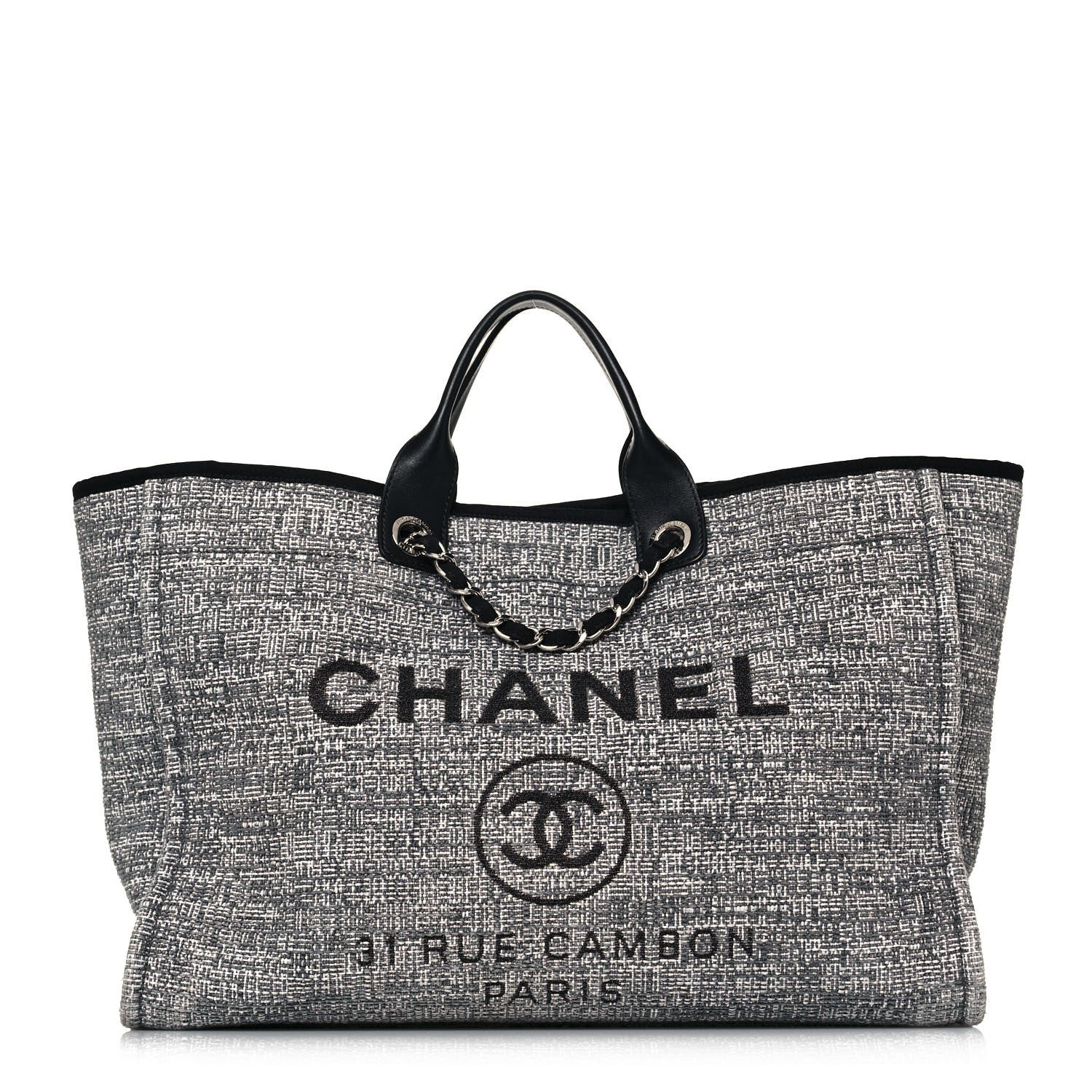 Chanel Canvas Large Deauville Tote Charcoal 1 of 13