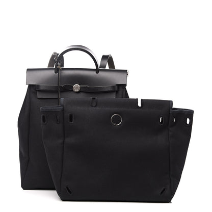 Hermes Toile Vache Calfskin Herbag 30 PM Backpack Black 2 of 11