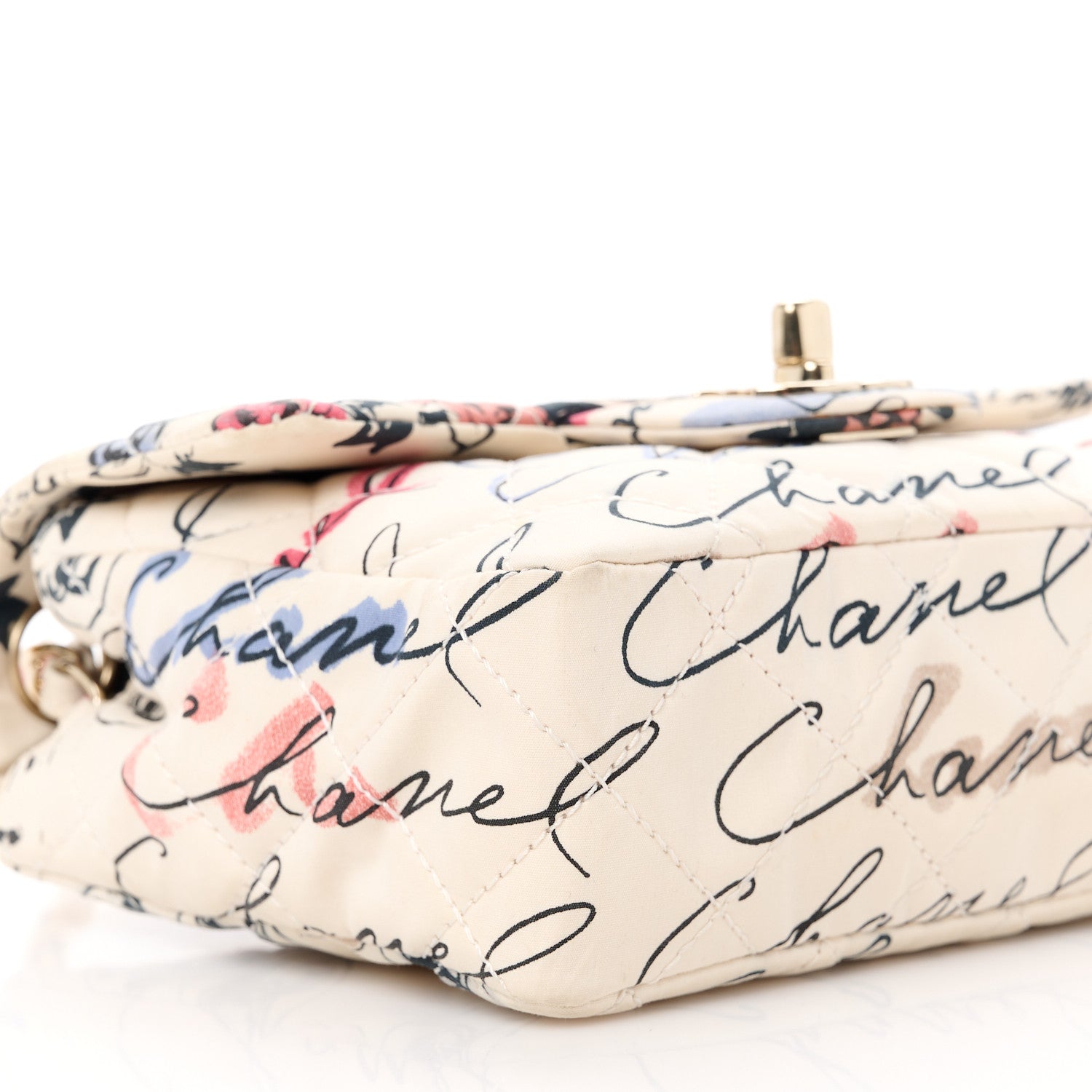 Chanel Nylon Quilted Rue Cambon Camellia Printed Mini Flap White Multicolor 10 of 12
