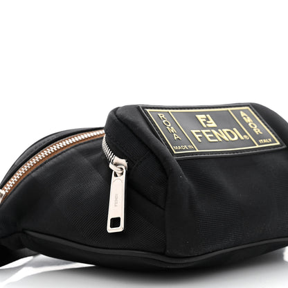 Fendi Nylon Vitello Century Pequin Logo Plate Pocket Belt Bag Black 9 of 10