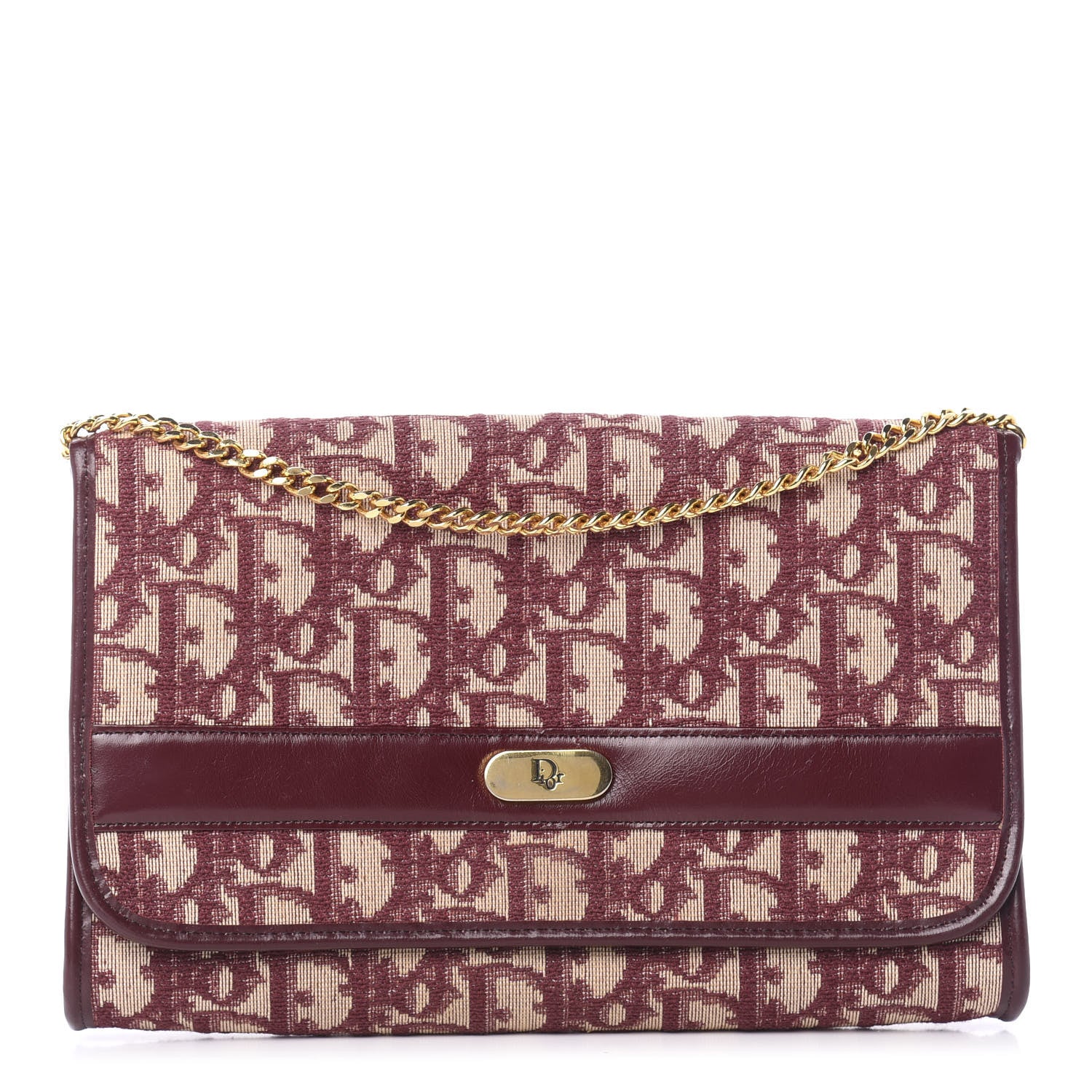 Christian Dior Monogram Chain Flap Burgundy 1 of 11