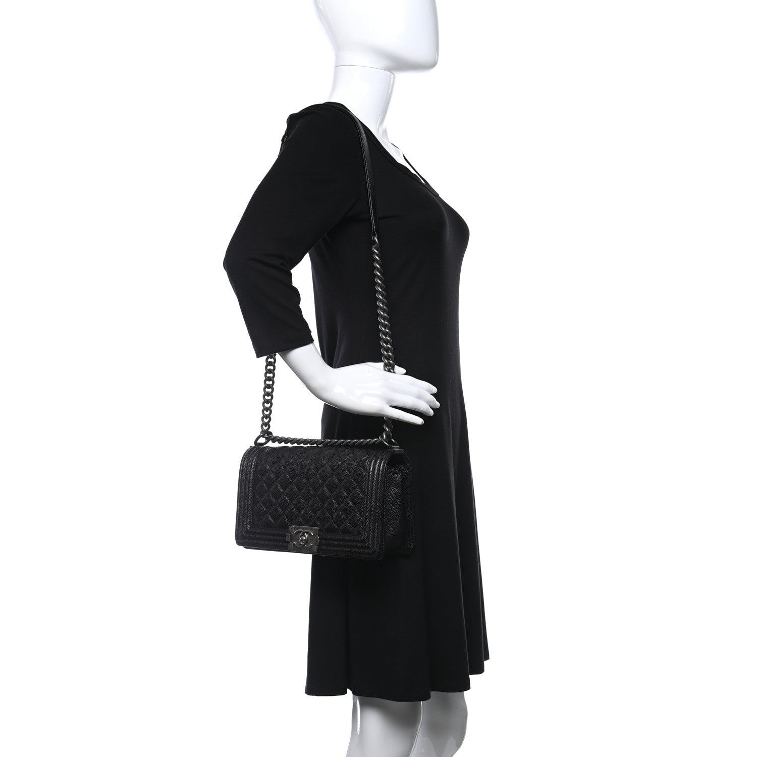 Chanel Caviar Quilted Medium Boy Flap Black 2 of 8