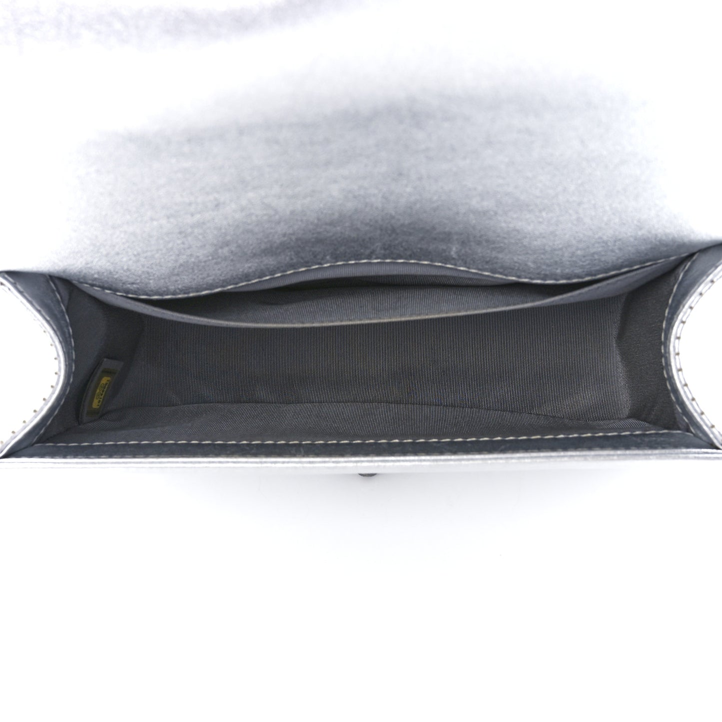 Metallic Perforated Lambskin Quilted Medium Boy Flap Argent