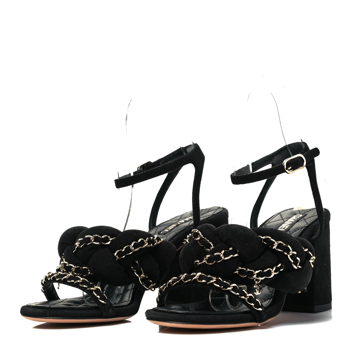 Kid Suede Chain Braided Sandals 36 Black