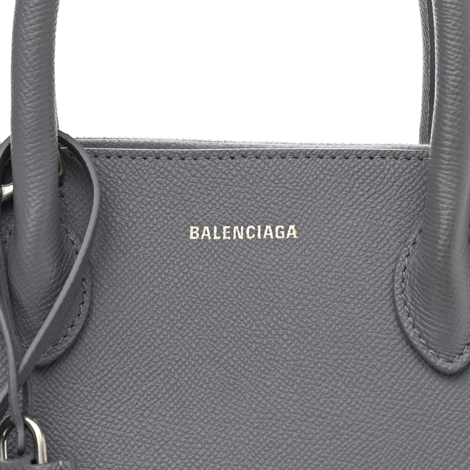 Balenciaga Signature Grained Calfskin Logo S Ville Top Handle Bag Gris Perle Fonce White 7 of 9