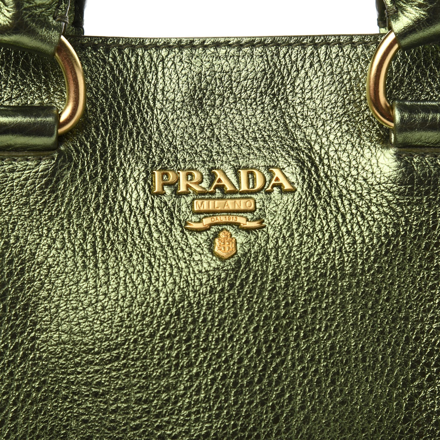Prada Metallic Vitello Daino Shopping Tote Green 9 of 9