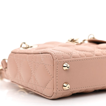 Christian Dior Lambskin Cannage Micro Lady Dior Rose Des Vents 8 of 9