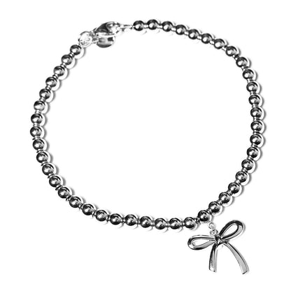 Tiffany Sterling Silver 4mm Bow Bead Bracelet 1 of 6