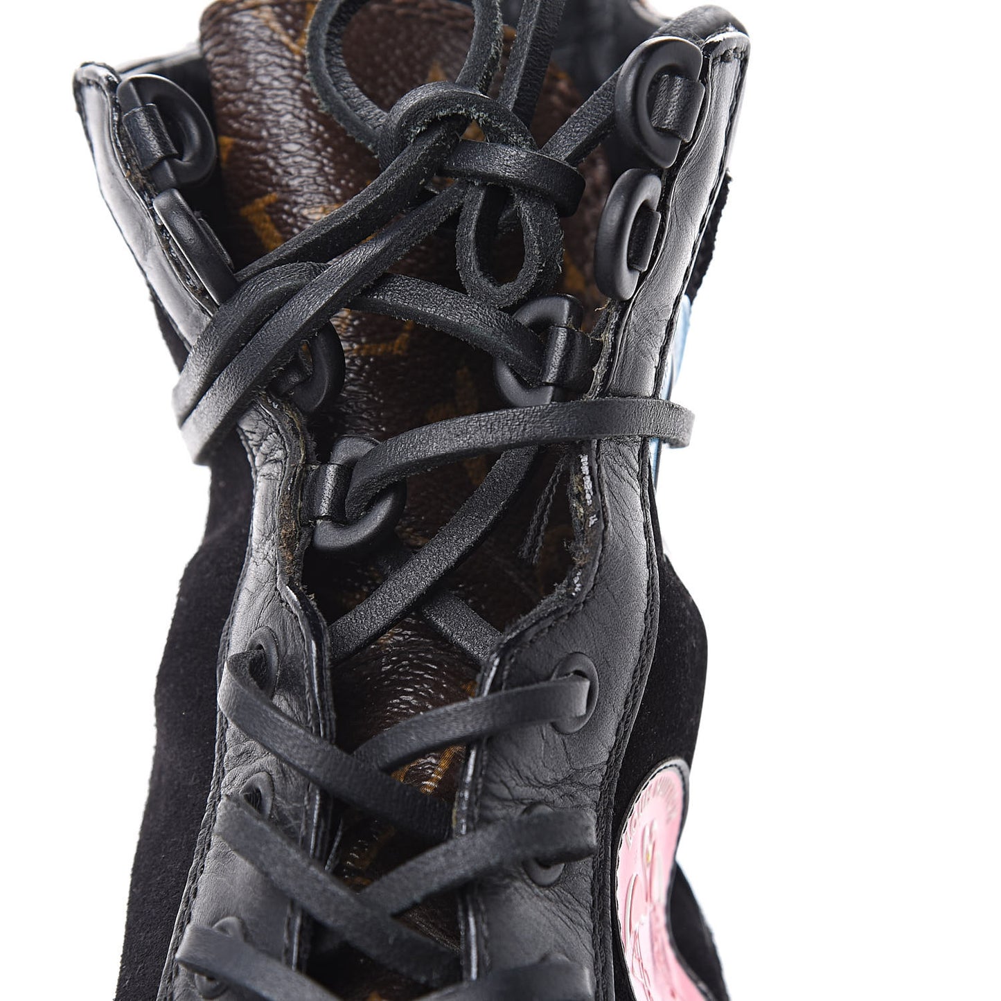 Suede Calfskin Monogram Checkpoint Platform Desert Boots 37 Black