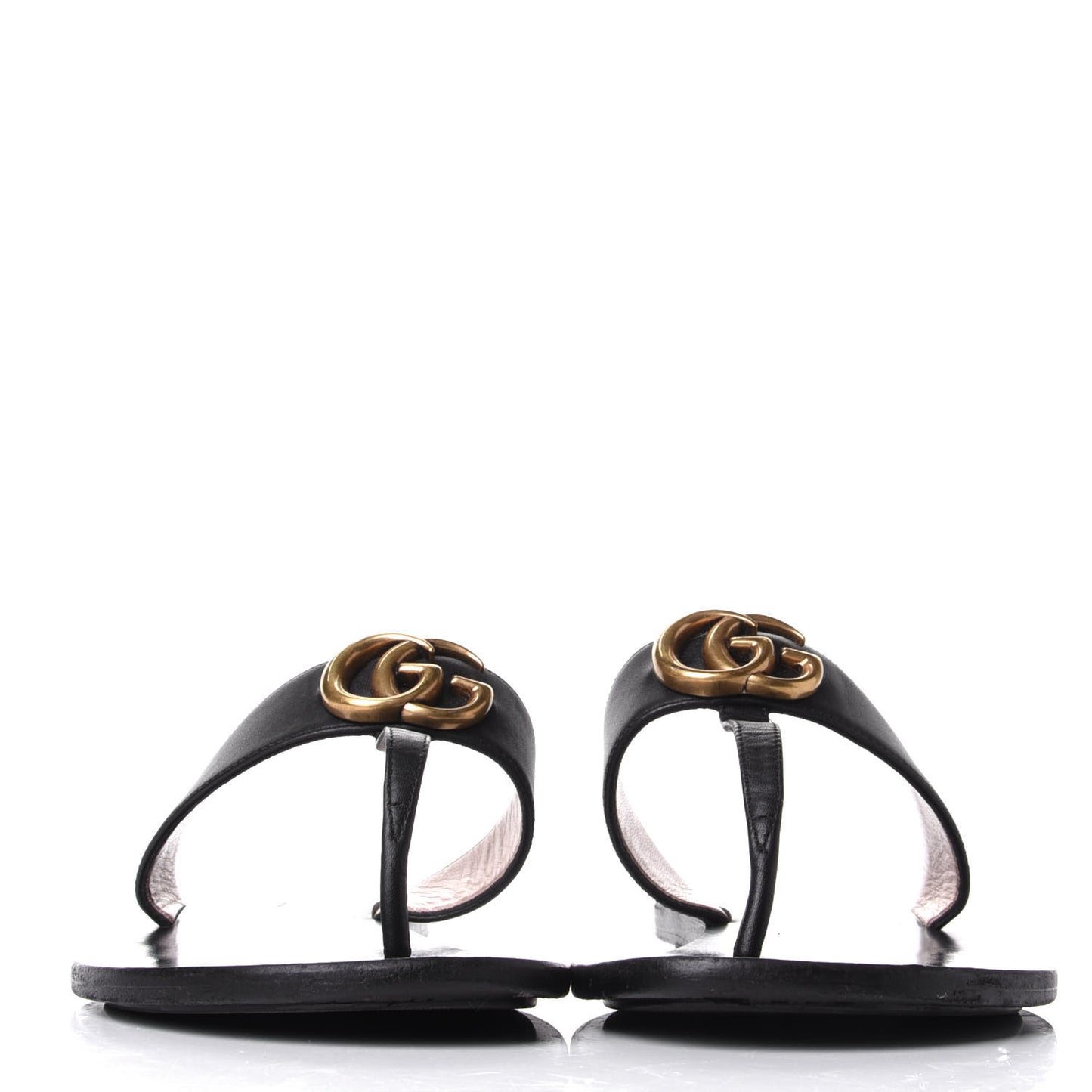 Calfskin GG Marmont Thong Sandals 38.5 Black