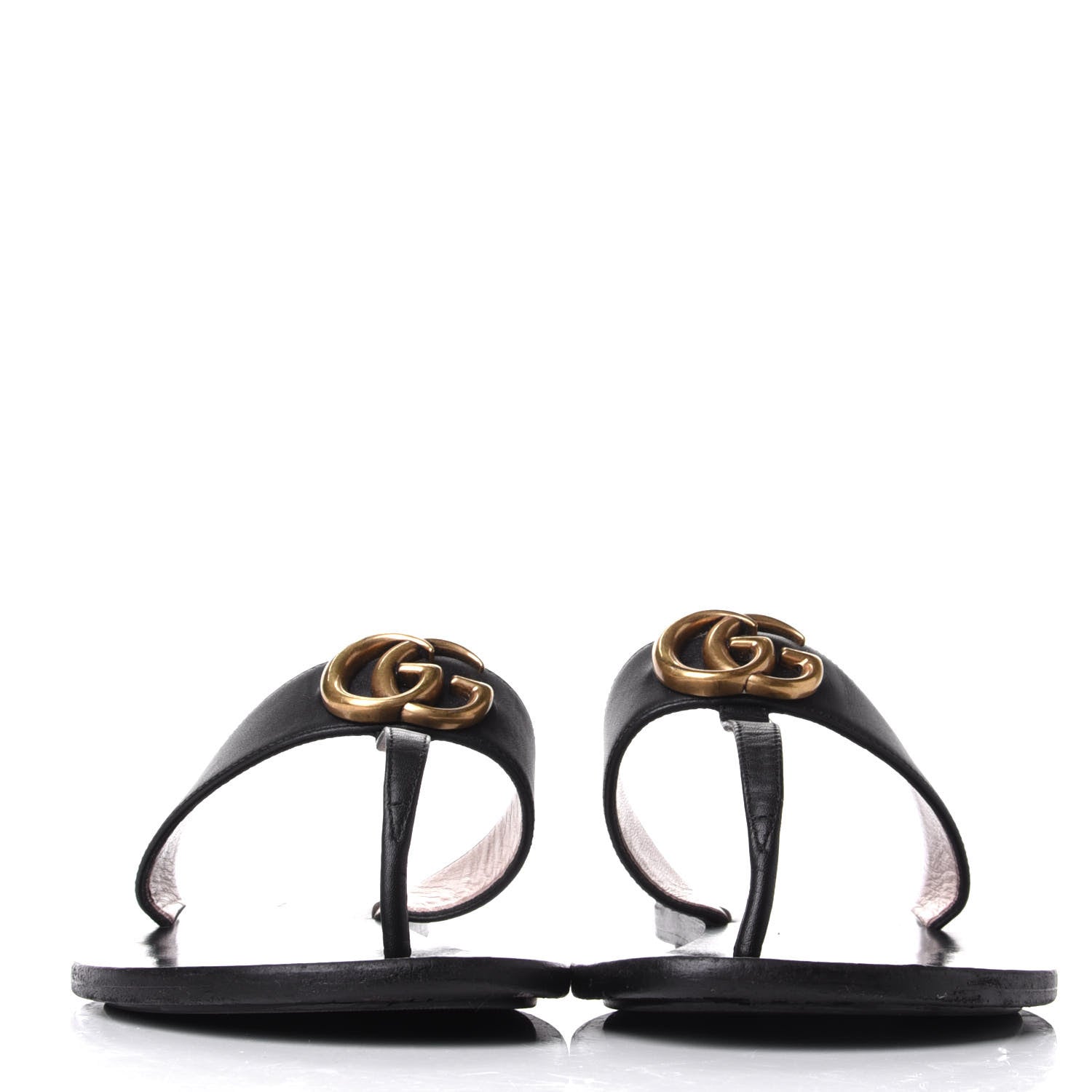 Gucci Calfskin GG Marmont Thong Sandals 38.5 Black 2 of 9