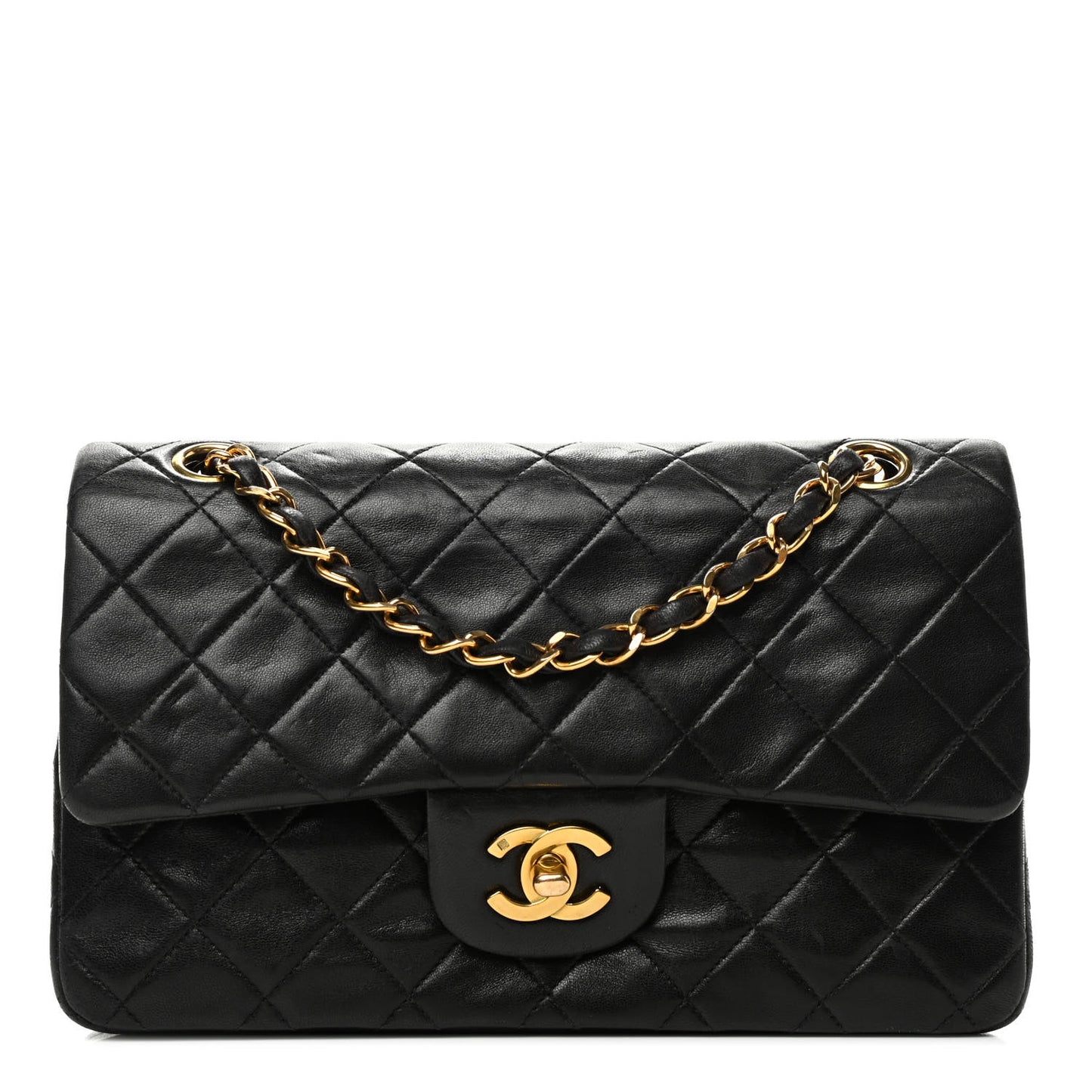 Lambskin Quilted Small Double Flap Black