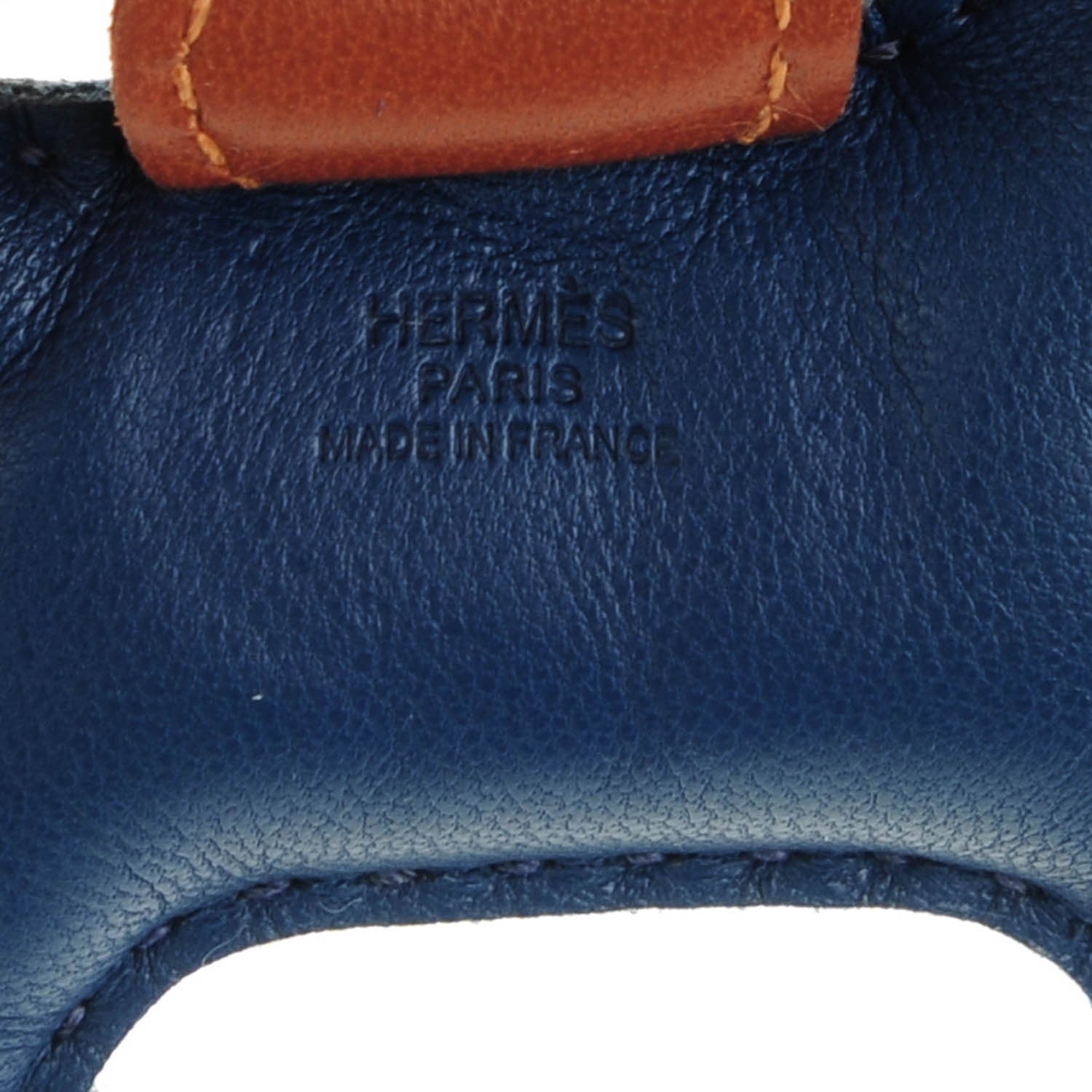 Hermes Milo Lambskin Grigri Rodeo Horse Bag Charm PM Bleu de Malte Rubis Fauve 3 of 3