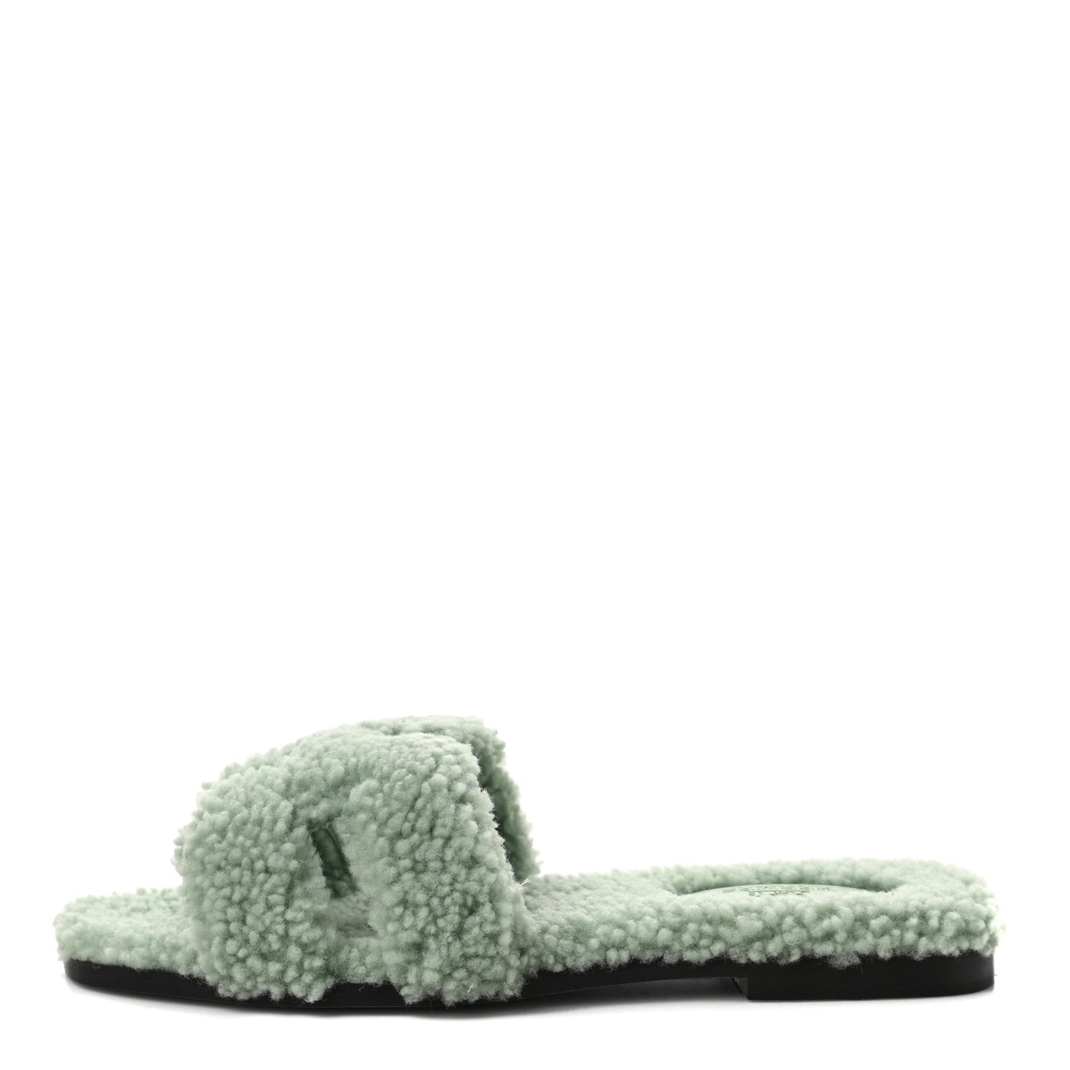 Hermes Woolskin Oran Sandals 38 Vert D’Eau 1 of 8