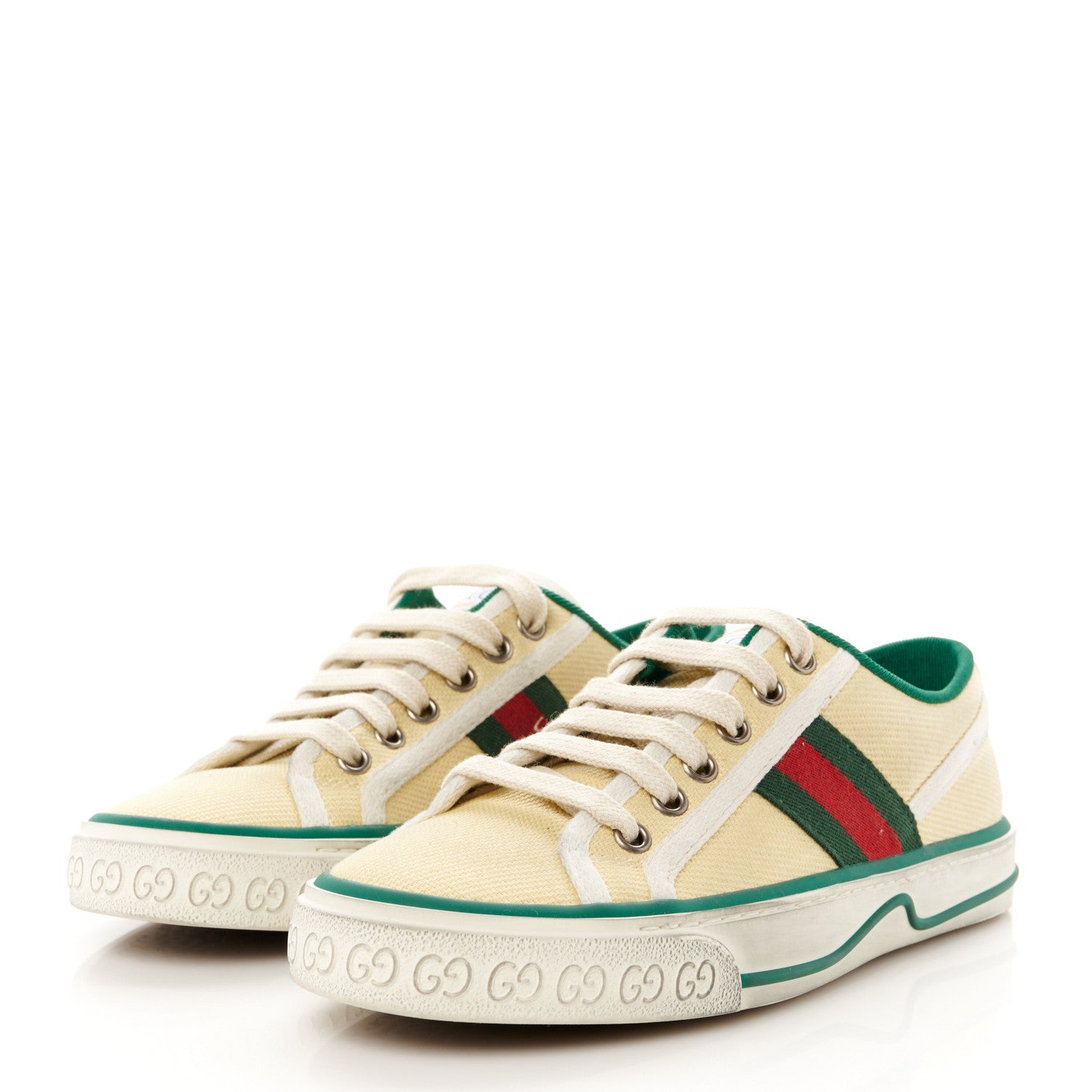 Gucci Canvas Web Womens 1977 Tennis Sneakers 35.5 Burro Mystic White 3 of 8