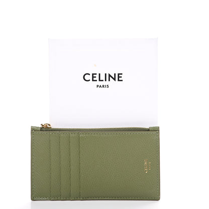 Celine Grained Calfskin Zipped Card Holder Light Khaki 7 of 7