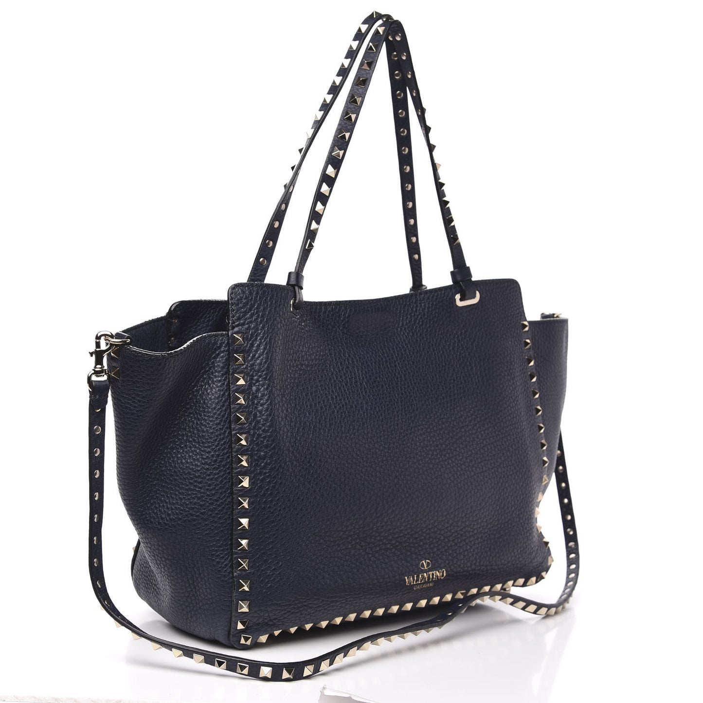 Pebbled Calfskin Medium Rockstud Tote Marine