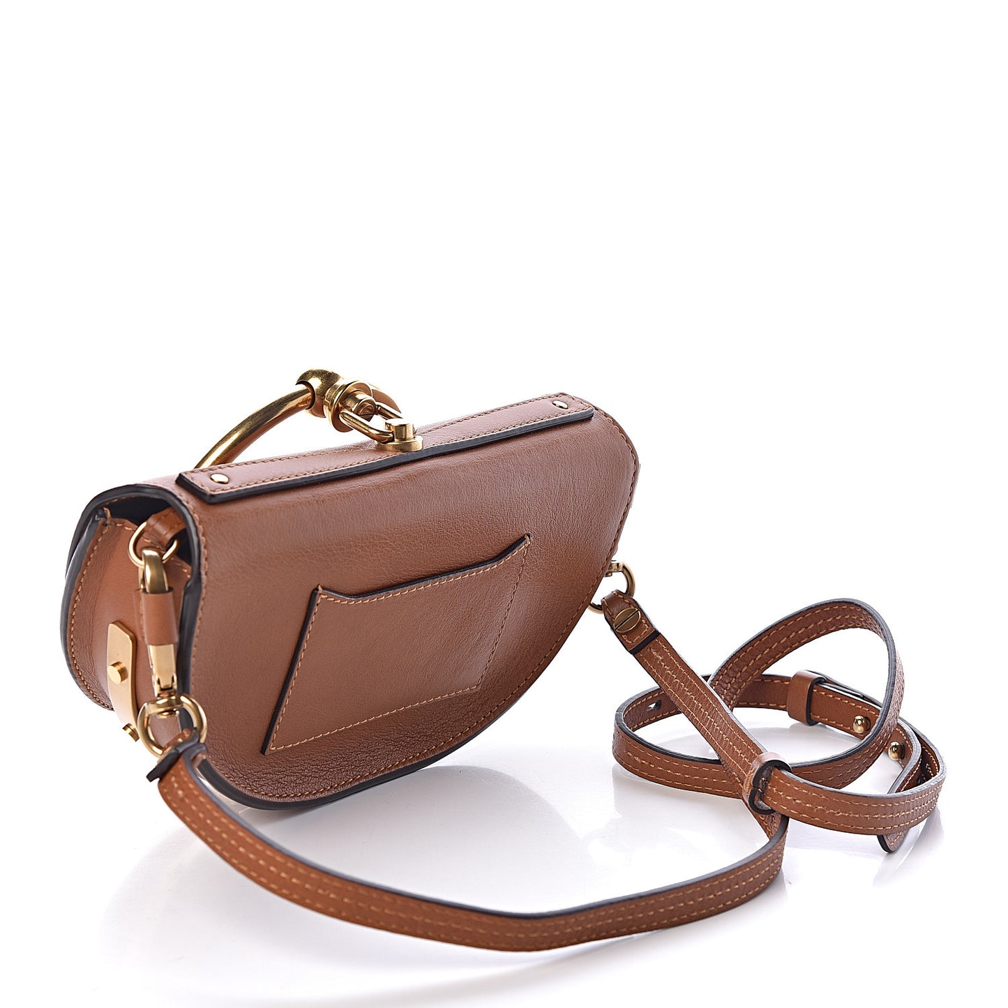Calfskin Small Nile Bracelet Minaudiere Bag Caramel