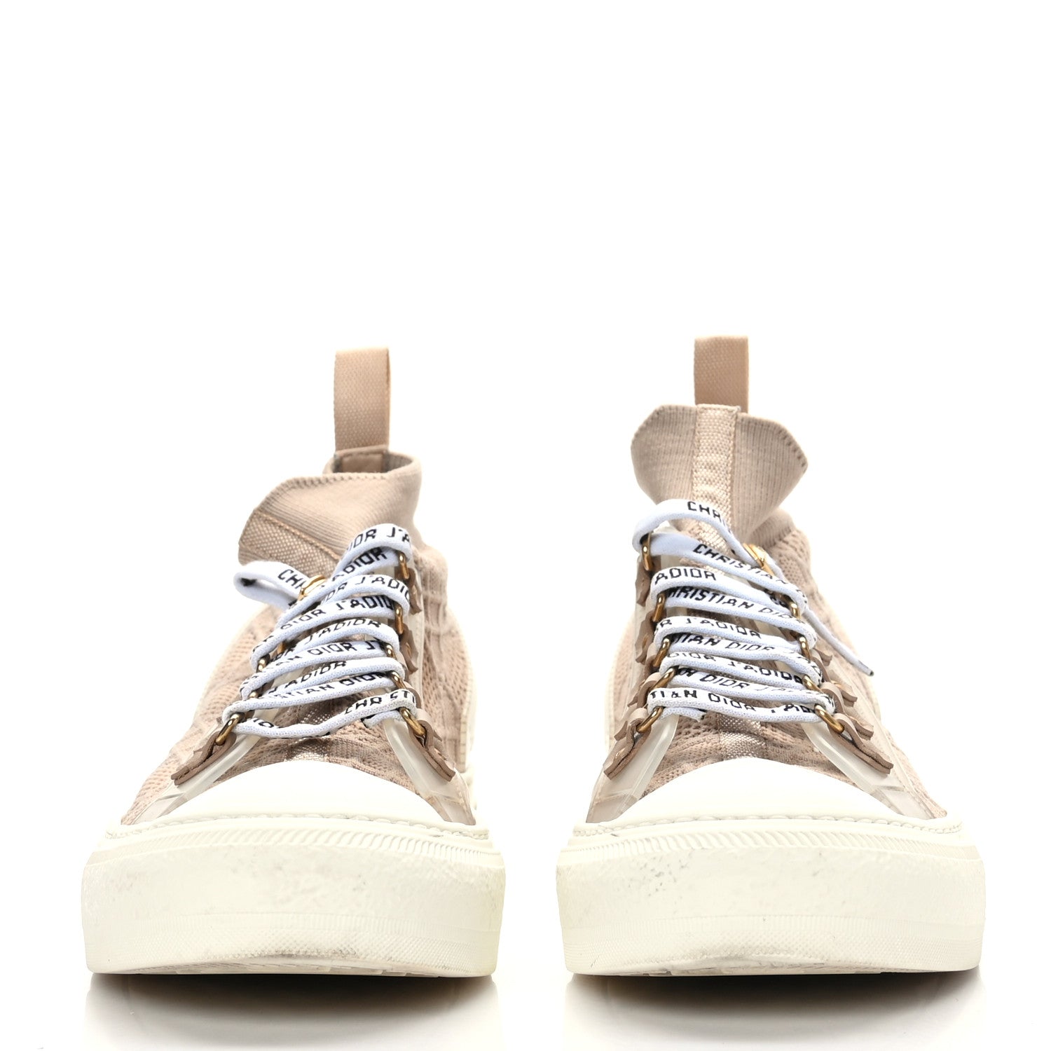 Christian Dior Technical Knit Womens Walk'n Dior High Top Sneakers 38 Nude 2 of 7