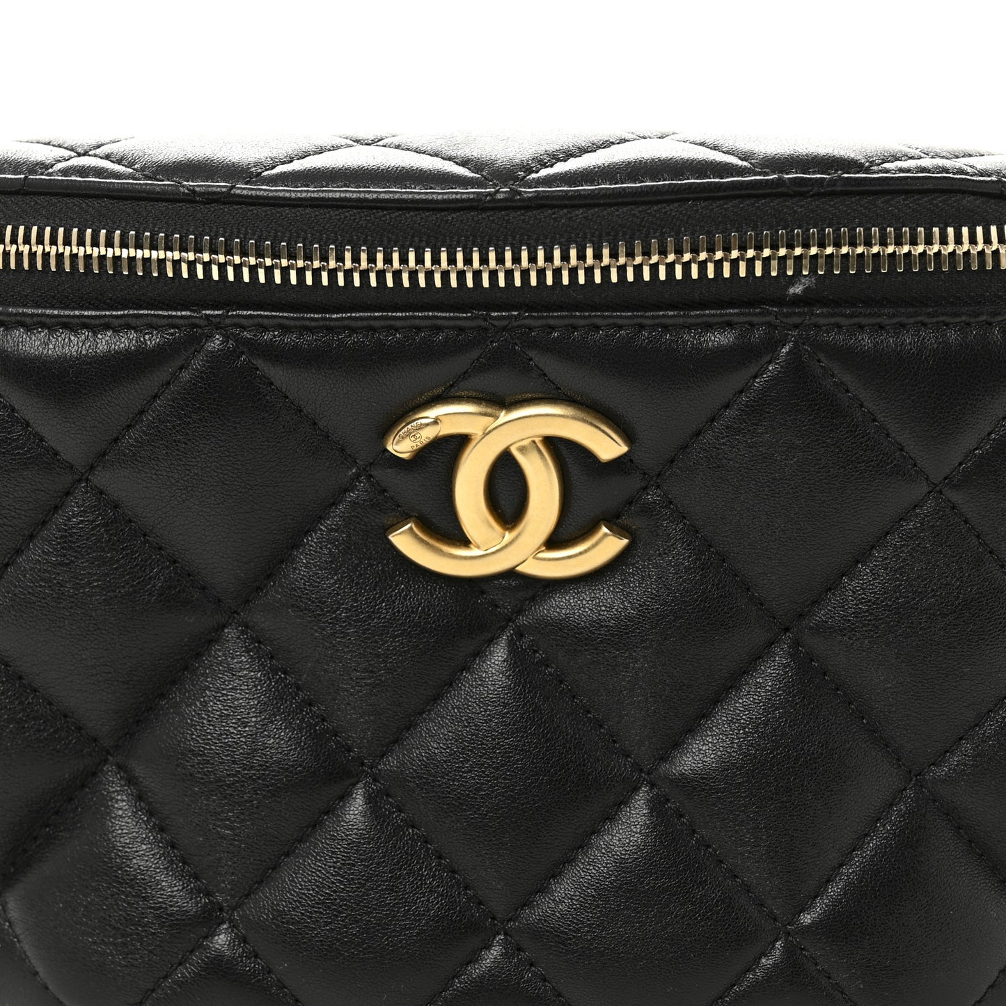 Shiny Lambskin Quilted Belt Bag Black Black