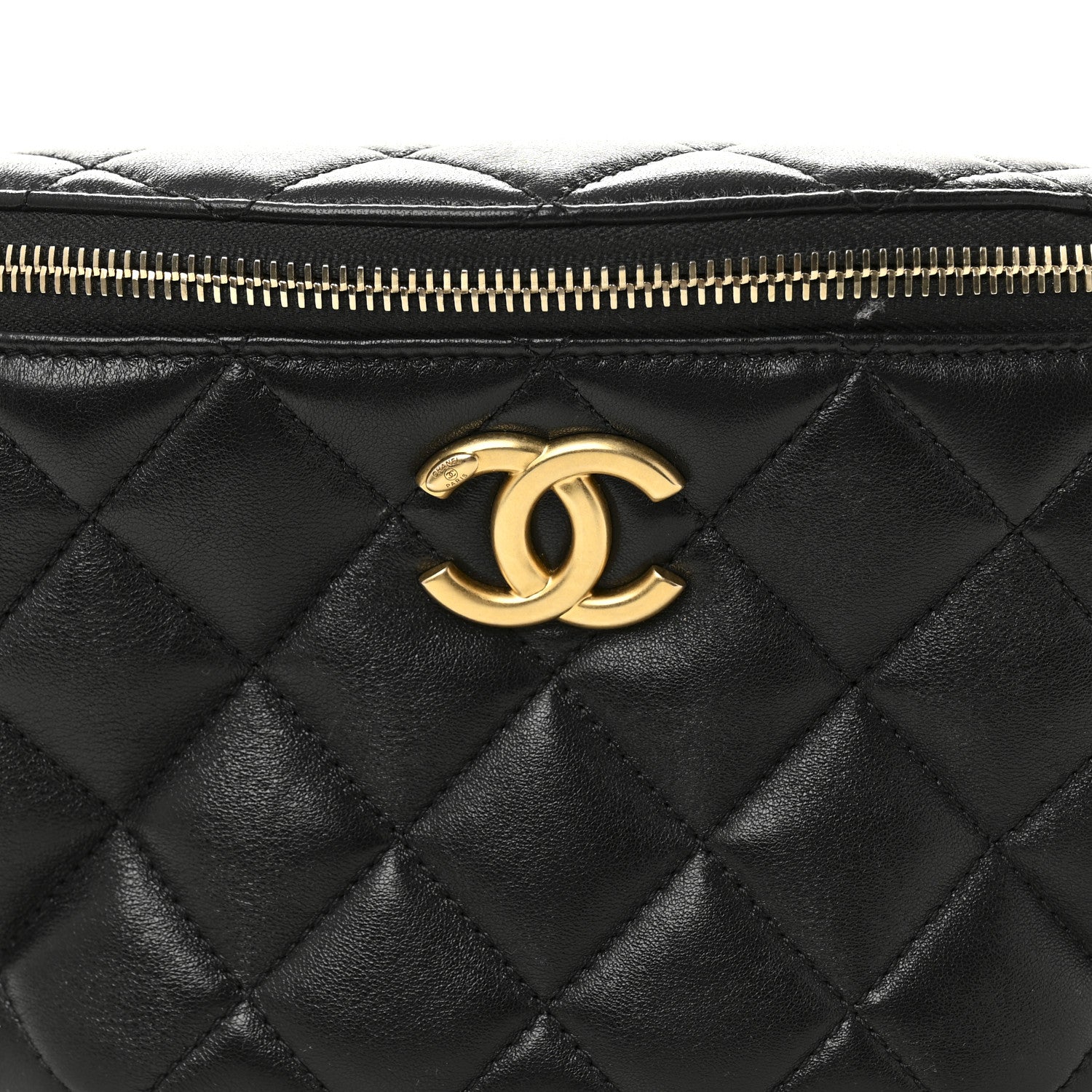 Chanel Shiny Lambskin Quilted Belt Bag Black Black 8 of 10