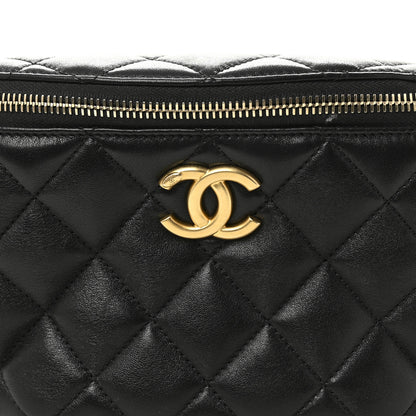 Chanel Shiny Lambskin Quilted Belt Bag Black Black 8 of 10