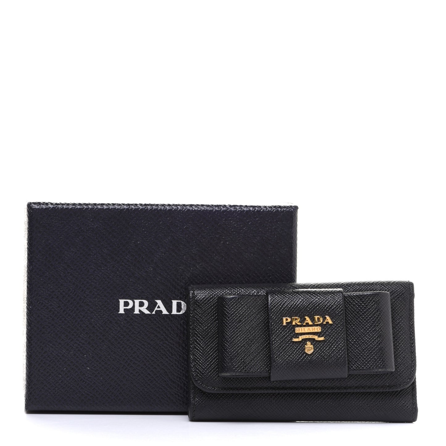 Saffiano Fiocco Bow Metal 6 Key Holder Black