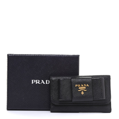Prada Saffiano Fiocco Bow Metal 6 Key Holder Black 8 of 8