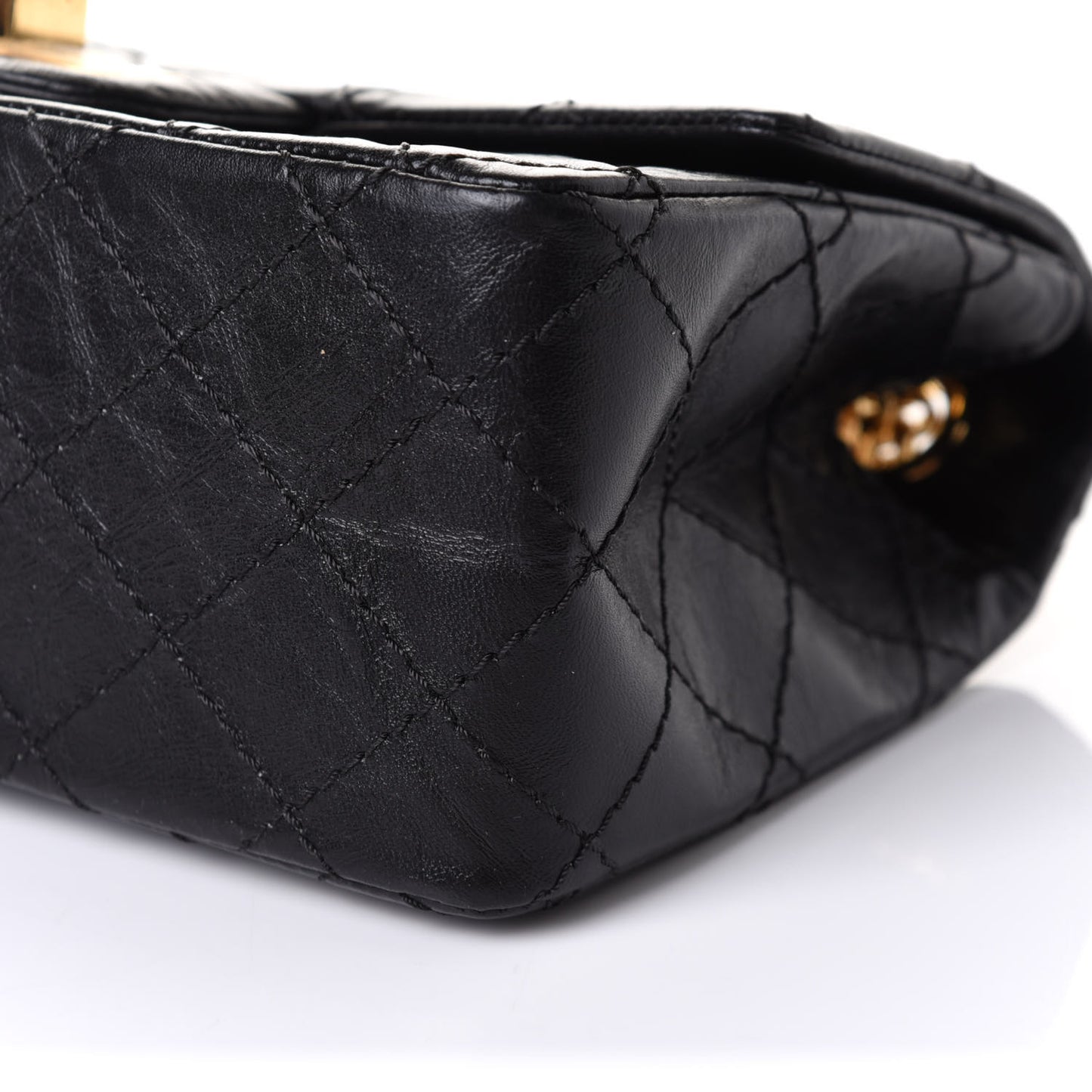 Aged Calfskin Quilted 2.55 Reissue Mini Flap Black