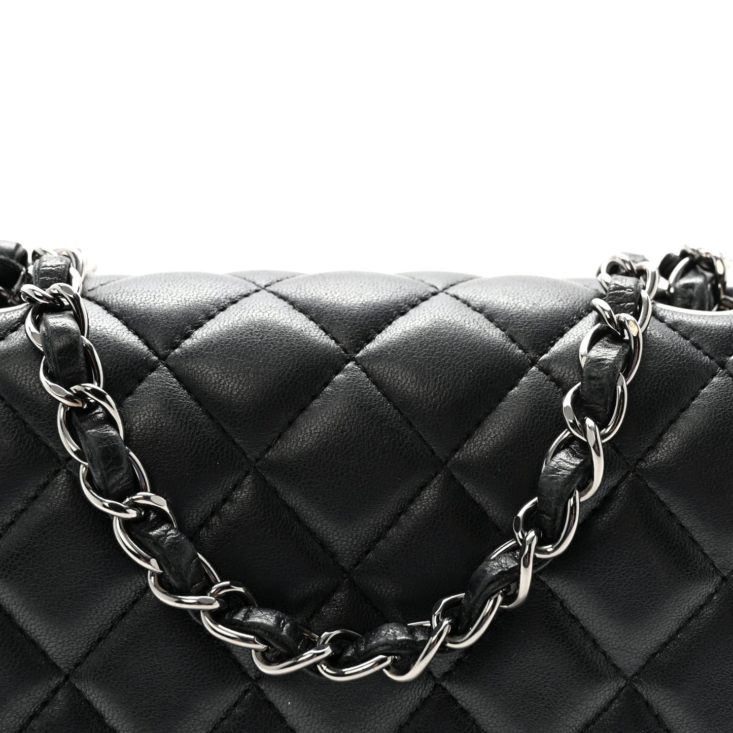 Lambskin Quilted Mini Square Flap Black