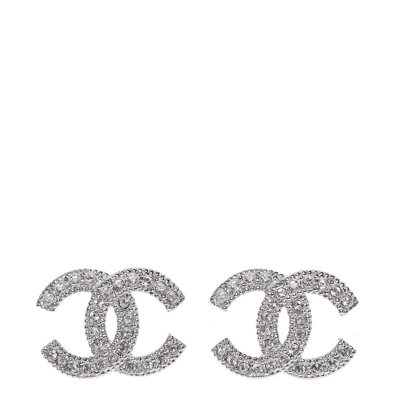 Chanel Crystal CC Coco Flapper Earrings Silver 1 of 5