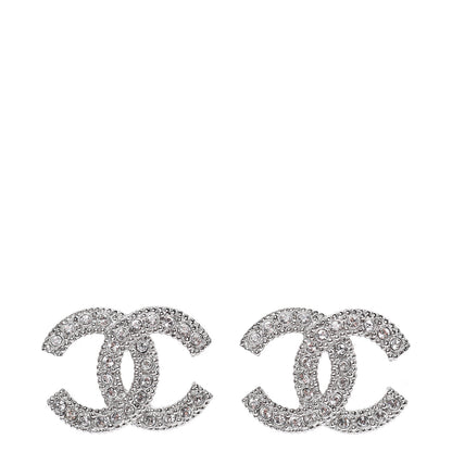 Chanel Crystal CC Coco Flapper Earrings Silver 1 of 5