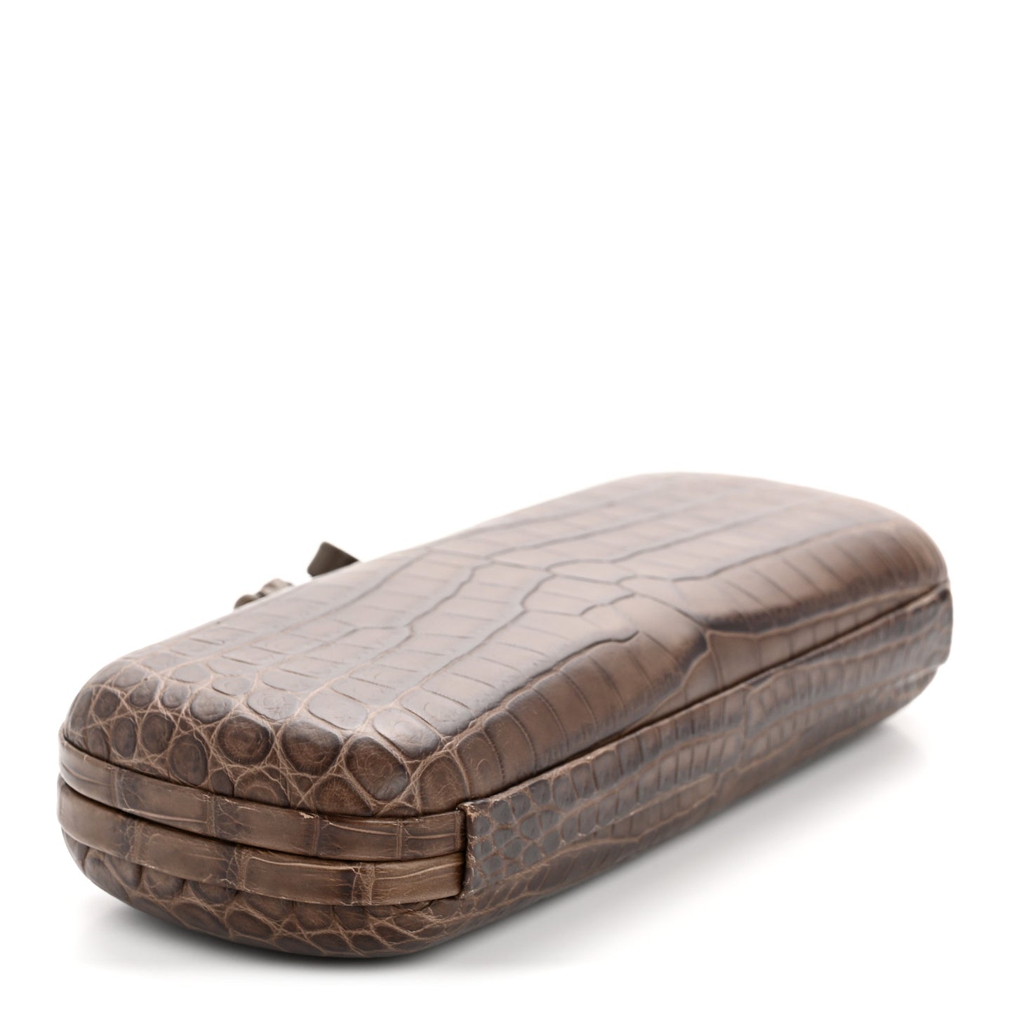 Crocodile Stretch Knot Clutch Brown