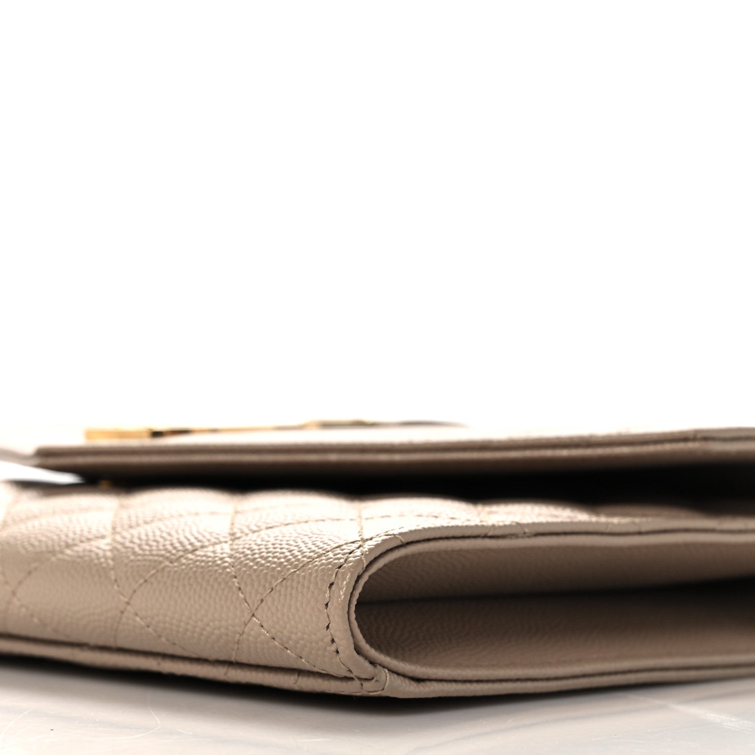 Saint Laurent Grain De Poudre Textured Mixed Matelasse Triquilt Monogram Clutch Dark Beige 6 of 10