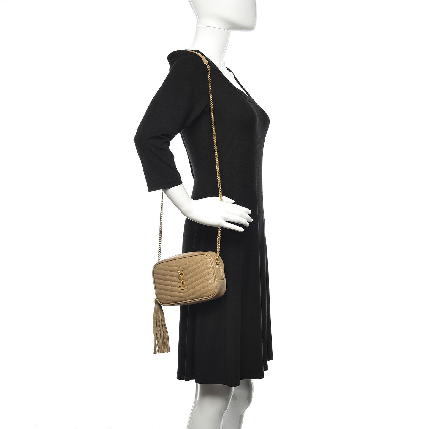 Grain De Poudre Matelasse Monogram Mini Lou Camera Bag Dark Beige