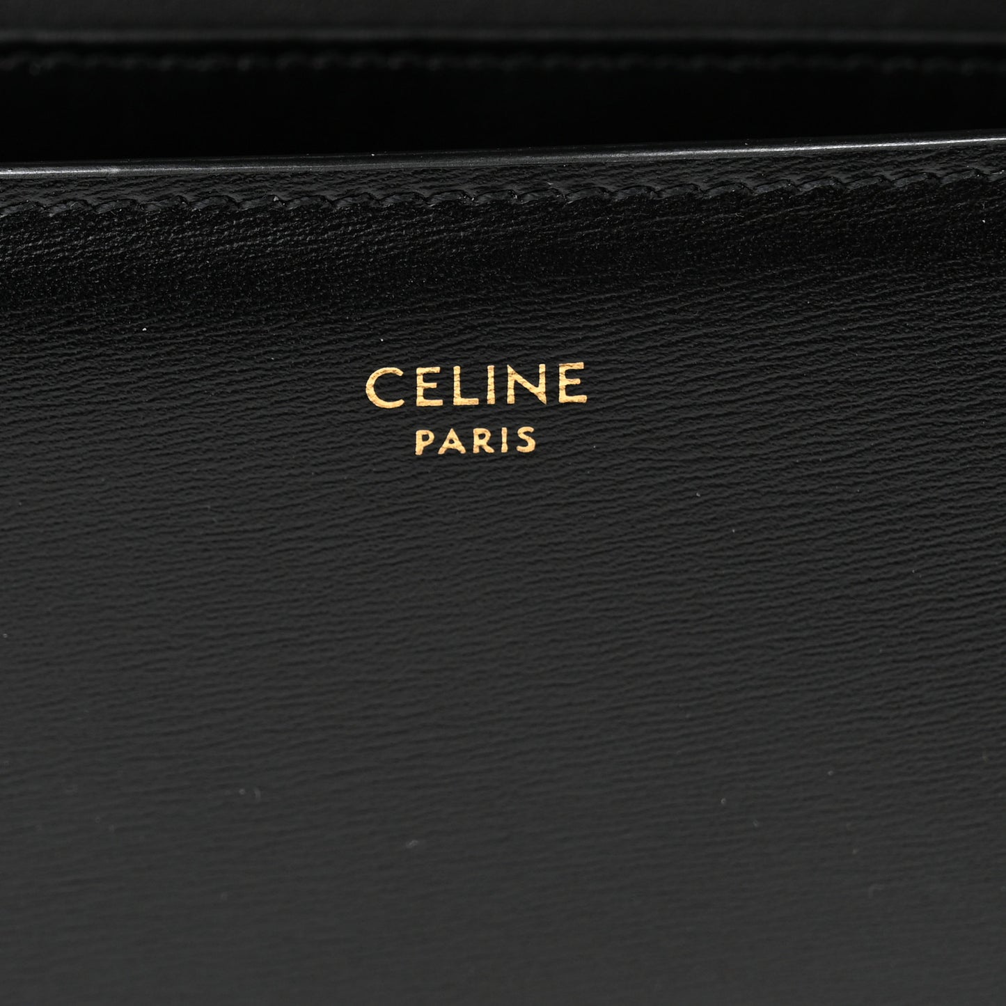Shiny Calfskin Cuir Triomphe Wallet on Chain Black