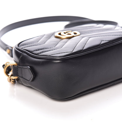 Gucci Calfskin Matelasse Mini GG Marmont Chain Shoulder Bag Black 8 of 9