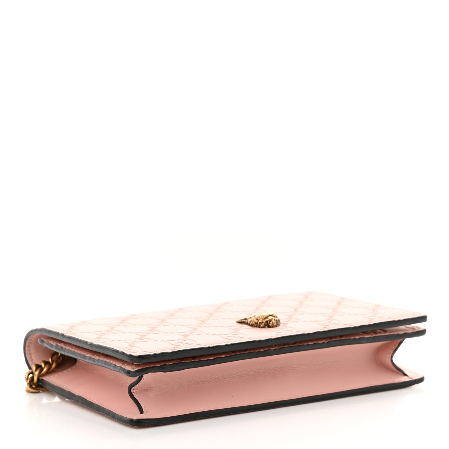 Gucci Guccissima Signature Crystal Cat Chain Wallet Light Candy Pink 4 of 12