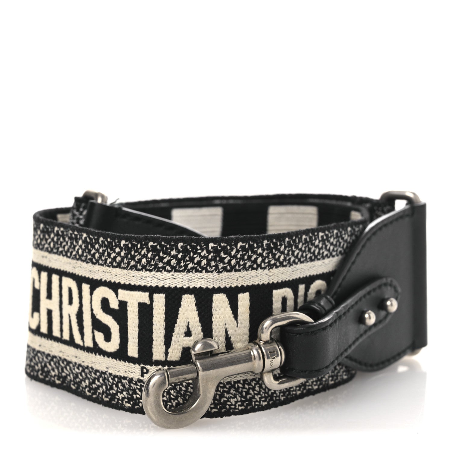 Christian Dior Canvas Embroidered Shoulder Strap Black 1818718