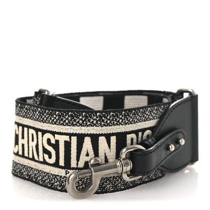 Christian Dior Canvas Embroidered Shoulder Strap Black 1 of 5