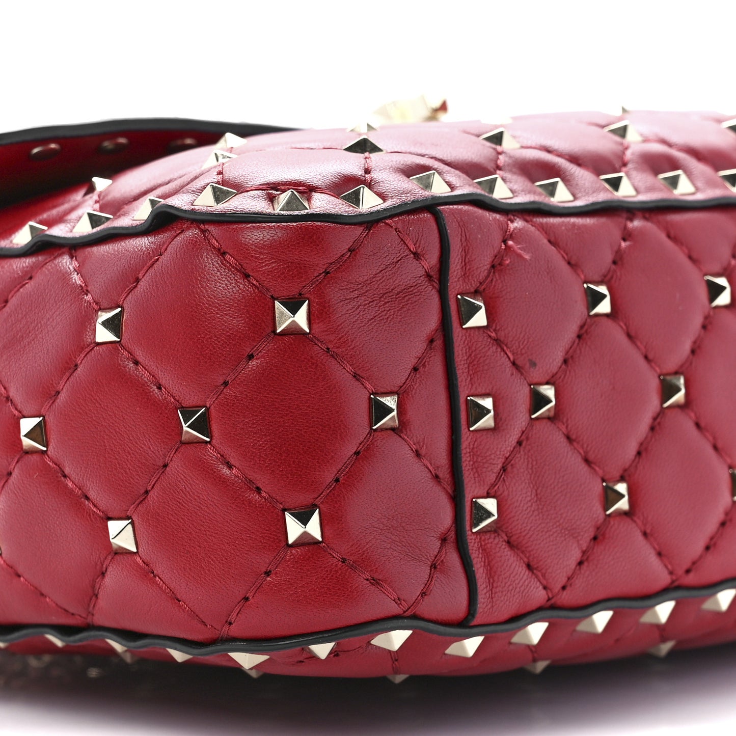 Nappa Medium Rockstud Spike Shoulder Bag Rosso Valentino