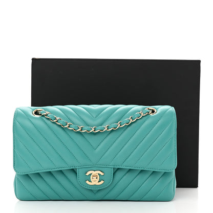 Chanel Lambskin Chevron Quilted Medium Double Flap Turquoise 13 of 13